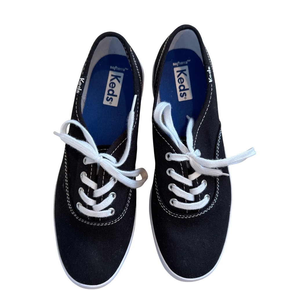 Keds Champion Black Canvas Low Top Sneakers‎ WF34100 Womens 5 Softerra Footbed - Picture 3 of 7
